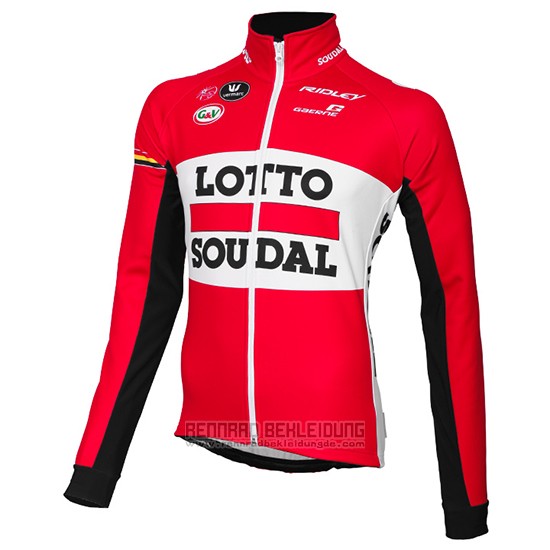 2015 Fahrradbekleidung Lotto Soudal Rot und Shwarz Trikot Langarm und Tragerhose - zum Schließen ins Bild klicken